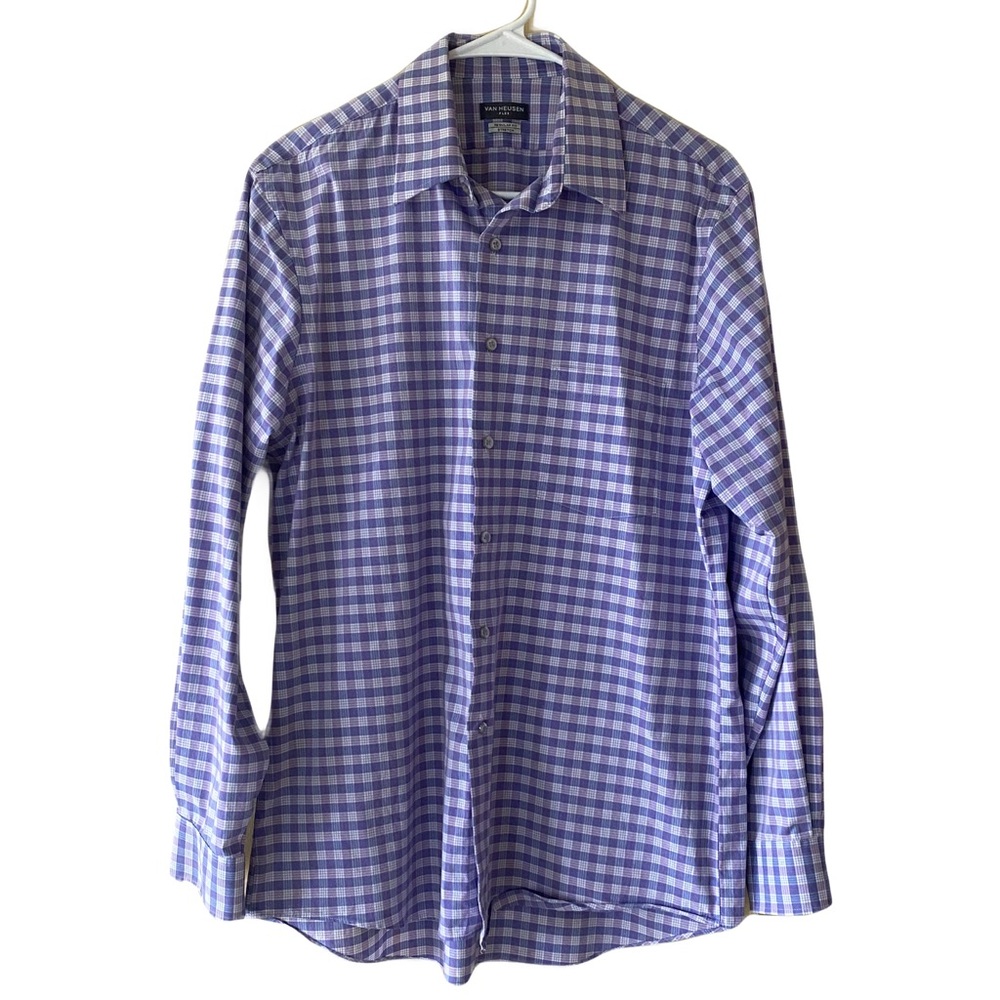 VAN HEUSEN Flex Regular Fit Stretch Purple Checkered Shirt